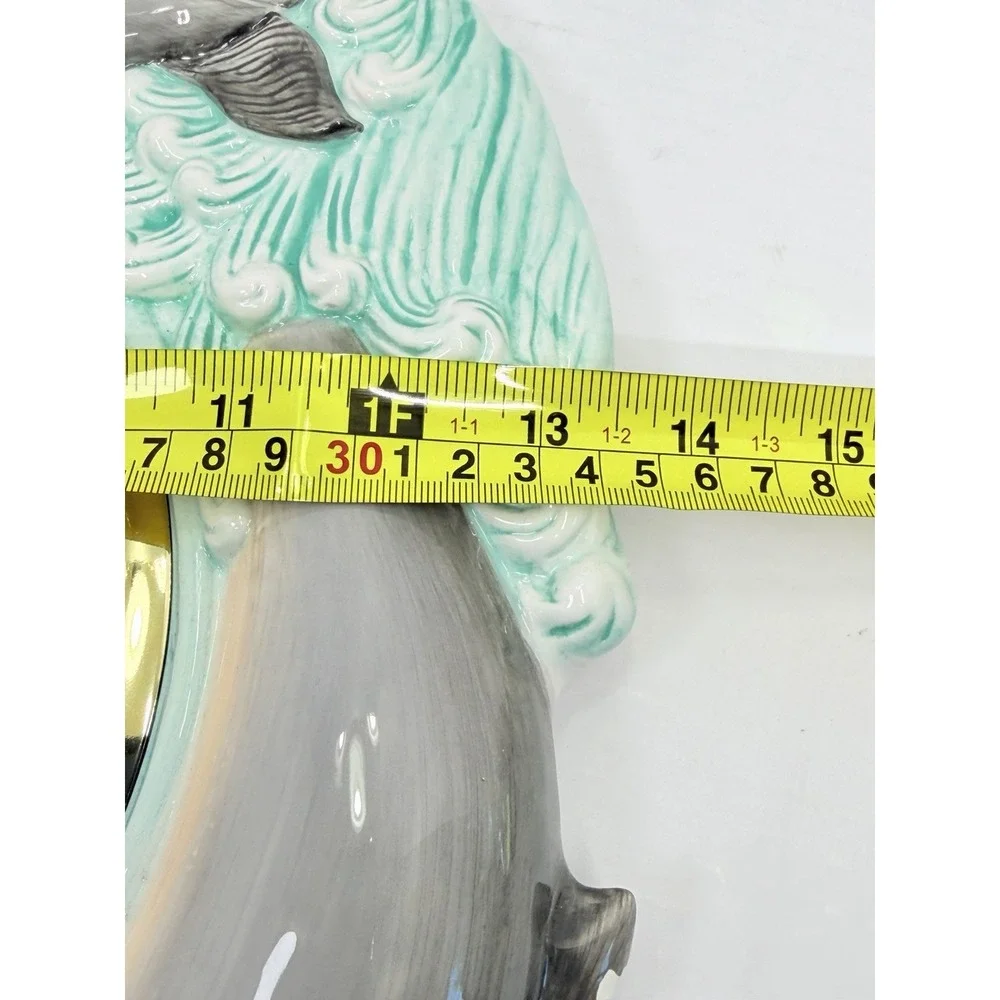 Vintage Dolphin Wall Clock Coastal Beach Nautical Resin‎ Quartz 14.5x13.5